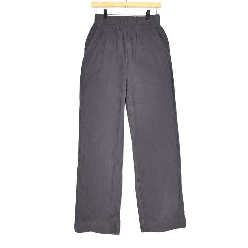 FAHERTY ORGANIC COTTON PANTS – MEN’S S – DARK GRAY – ELASTIC WAIST – RELAXED FIT